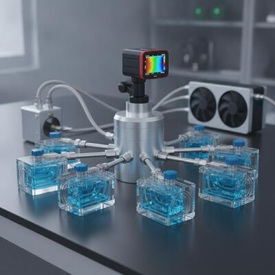 High Efficiency Water Cooling Manifold System with Balanced Cooling, Individual Flow Control per Cavity, and Thermal Imaging Verification